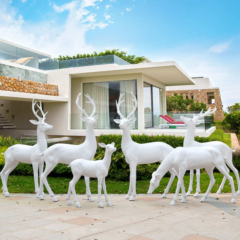 户外园林玻璃钢鹿群雕塑景区小品商场美陈花园公园住宅摆件工艺品