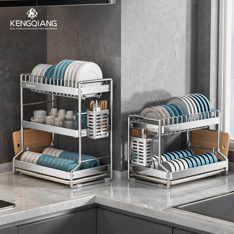 316不锈钢碗碟收纳架双层沥水架多功能厨房台面餐具置物收纳碗柜,厨房/烹饪用具,碗架,淘宝优惠券,粉丝福利购,淘宝优惠卷
