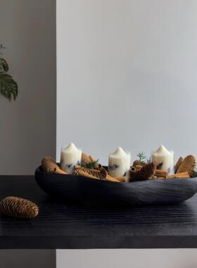 侘寂风香薰蜡烛托 托盘套餐实木弧形创意蜡烛台民宿酒店玄关装饰