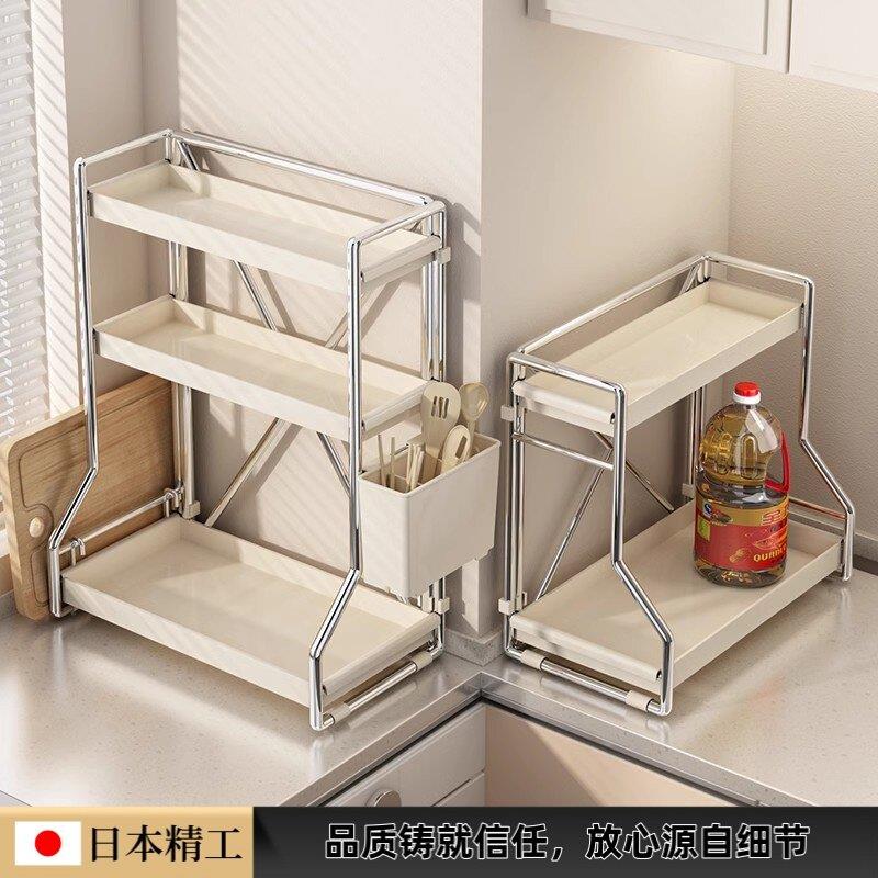 日本免安装厨房调料置物架台面调料品家用多功能盐调味罐收纳架子