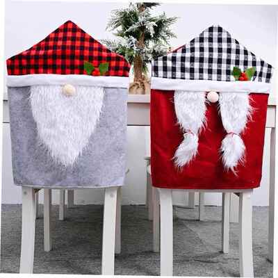 Gnome Claus Kitchen Table Chair Covers Plaid Christmas Chair