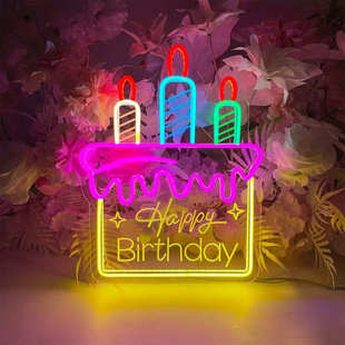 广告灯birthday字母霓虹灯字招牌感happy生日快乐牌氛围 背景发光