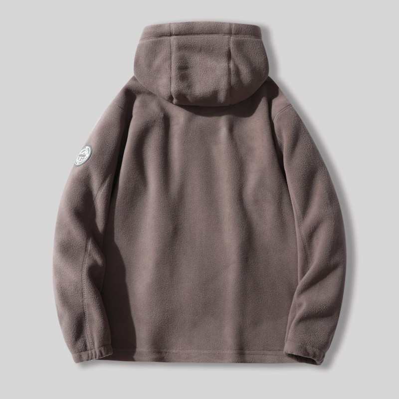 出挪威 抗寒保暖 加厚双层摇粒绒冬季大码男士加绒连帽抓绒衣外套