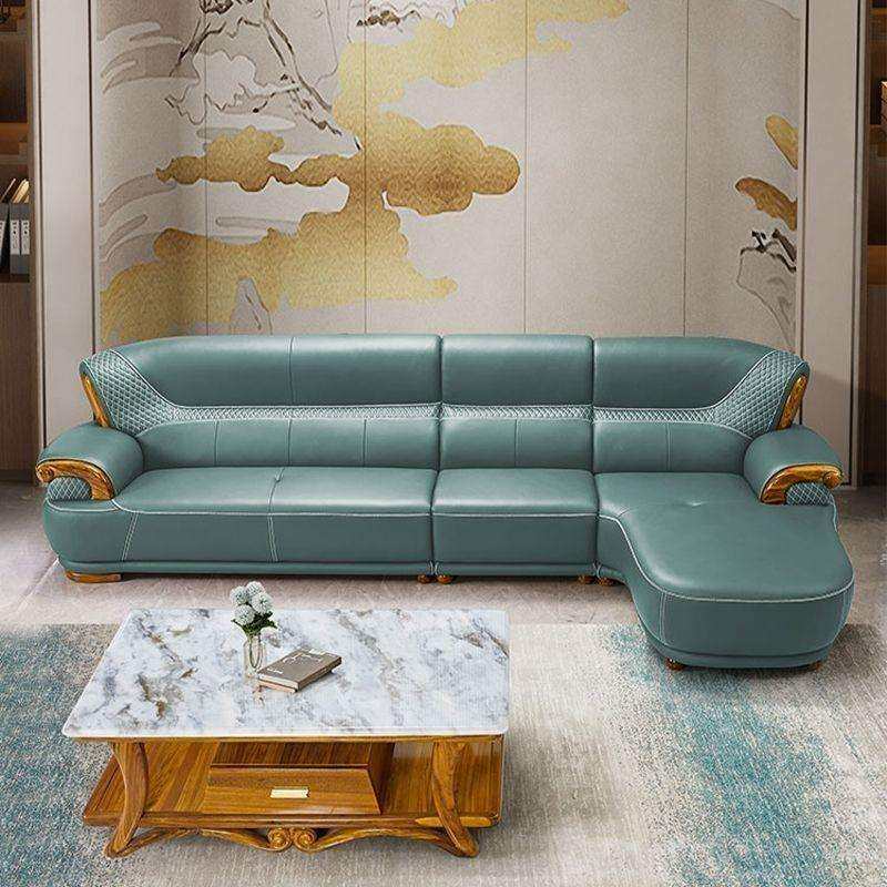 客厅沙发高端乌金木真皮转角贵妃组合现代简约实木轻奢家具新款