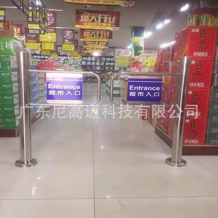 超市单项门邵阳商场进出口器不锈钢出入口门手动机械摆闸门禁行道