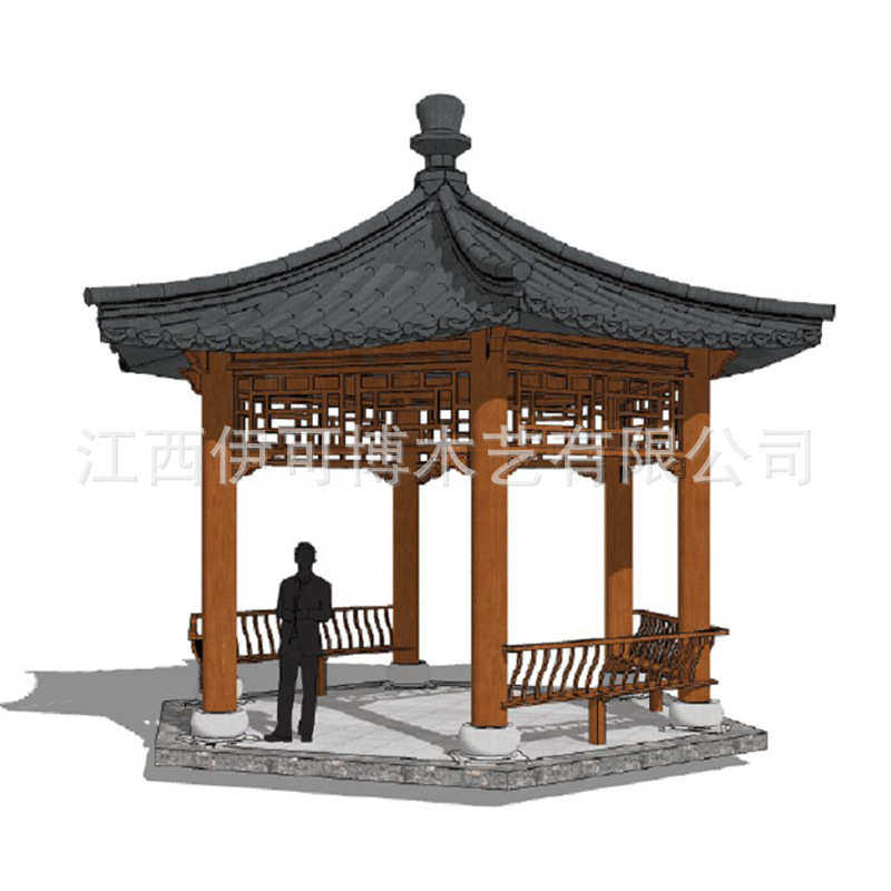 包邮防腐木凉亭 户外六角方亭古建亭子景观中式古亭 景区公园别墅