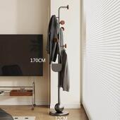 覆古小型衣架落地卧室杆式 客厅简易进门胡桃木挂衣架高级极简立式