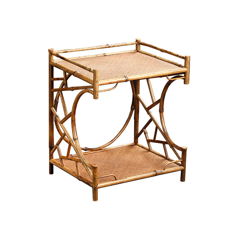 梅鹿竹茶棚手工竹制博古架中式覆古茶具收纳架席面茶壶茶杯置物架