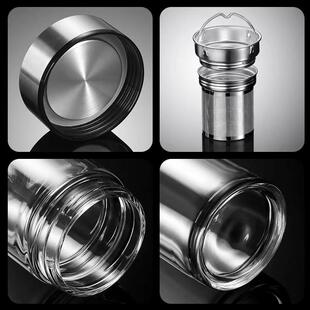 德国玻璃水杯家用双层大容量男士1000ml毫升高硼硅耐热防爆泡茶壶