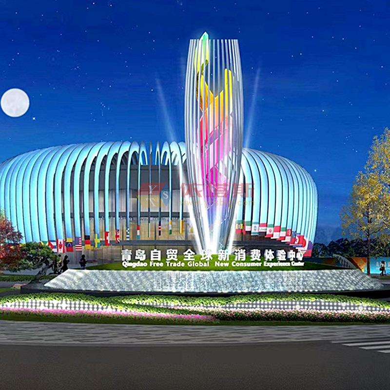 龙岗区依塔斯不锈钢城市夜景广场地标雕塑水塔发光金属装饰制作