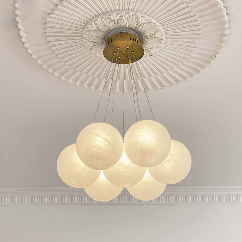 全铜星球灯泡泡球吊灯 法式奶油风卧室魔豆玻璃月球客厅网红灯具,家装灯饰光源,客厅吊灯,淘宝优惠券,粉丝福利购,淘宝优惠卷