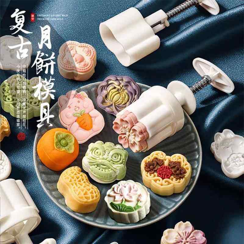 月饼模具2023新款手压式家用做50克75冰皮广式压花磨具绿豆糕造型