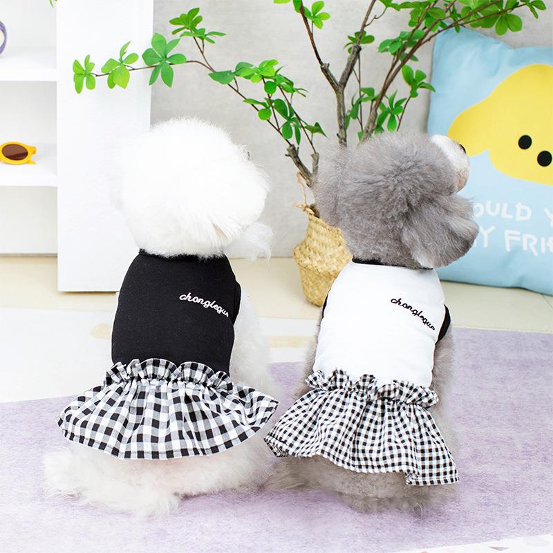 新款黑白刺绣裙宠物衣服泰迪比熊狗狗衣服中小型狗狗衣服