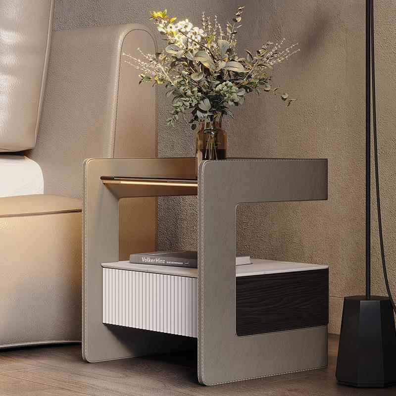 意小式极床简轻奢头柜30c皮m超窄小型迷F766MM86你现代岩板户型