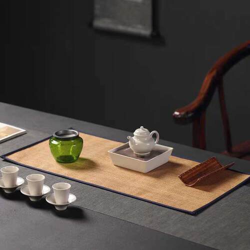 草编日式茶席手工编织茶桌旗禅意泡茶茶具布垫茶道配件家用