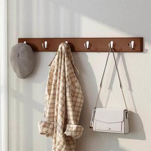 墙上挂衣钩高级打孔式入户门口墙面挂衣架衣服挂钩一排长条壁挂式