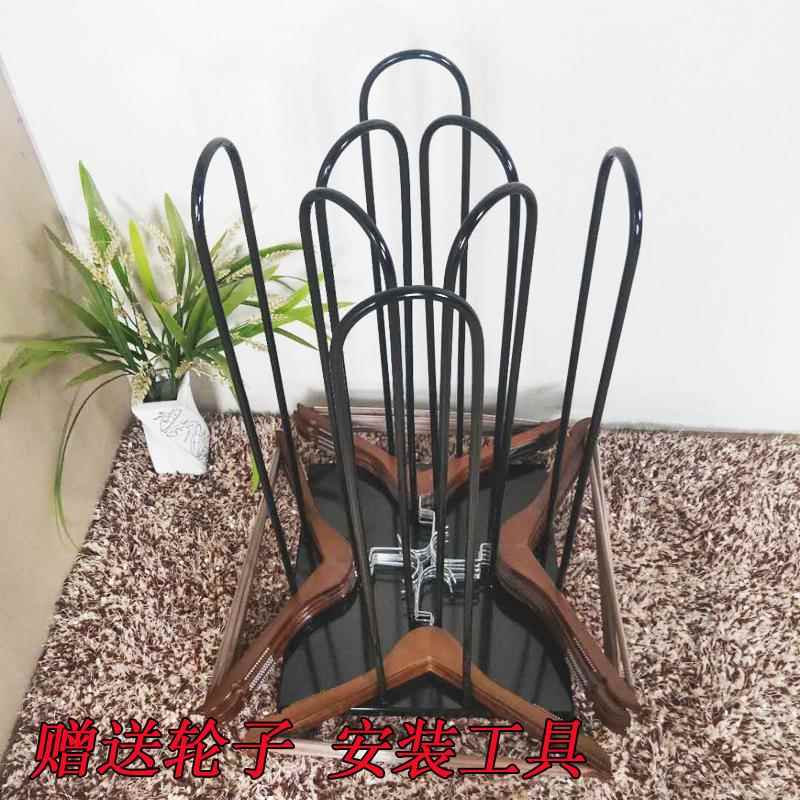 服多装店放衣架收纳架可移动功CJX能夹折叠实木衣整理裤架储