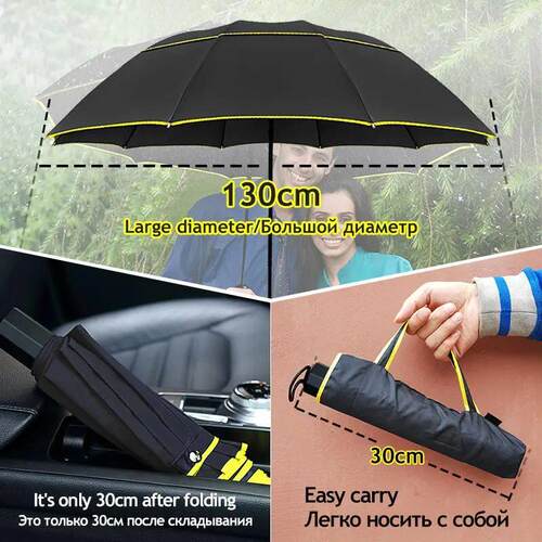 Super Big Top Quality Umbrella Double Strong Rain Woman Win