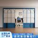 法式 覆古蓝色三联动拉门厨房客厅阳台门隔断钛镁铝合金玻璃拉门