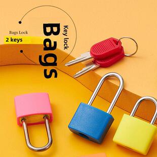 迷你钥匙小锁彩色外壳黄铜锁带钥匙行李锁家庭锁学校管理小挂锁