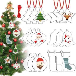 Christmas Transparent Acrylic Blank decorations Diy With Red