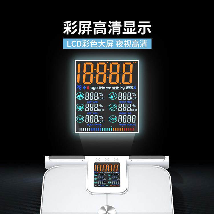 厂家八电极智能体脂秤家用专业测脂肪秤体重秤彩屏电子体脂秤