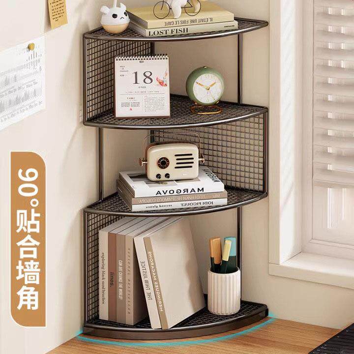 桌面转角置物架桌上三角书架办公桌工位多层小型拐角扇形收纳架子