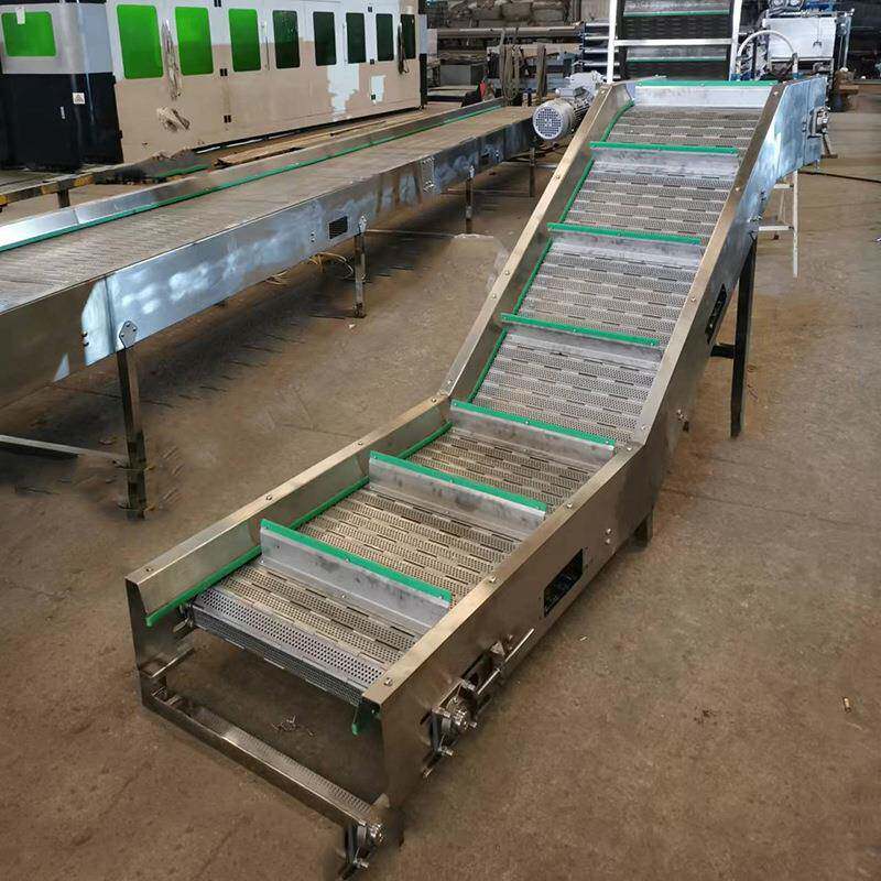 304不锈钢链板提升机果蔬清洗烘干输送机传送带爬坡上料机升降式