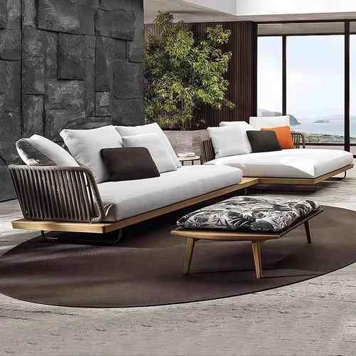 北欧户外沙发圆形椅茶几藤编露天组合阳光房室外庭院花园实木家具