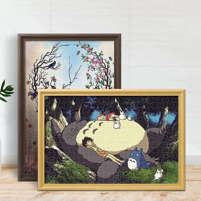 实木拼图框1000片大相框挂墙500装裱画框300拼图框架裱框2000