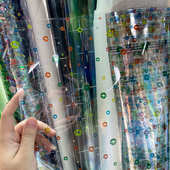 手袋箱包材料 镭射炫彩透明膜 厂家直销 幻彩繁星五彩印花TPU膜