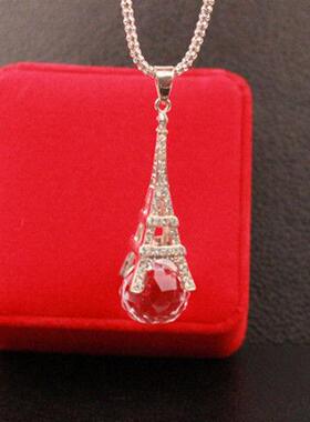 韩国小花毛衣长款珍珠流苏项链