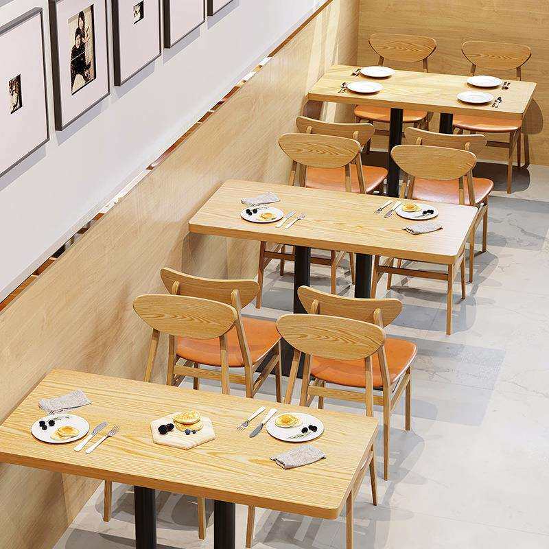 快餐汉寿店水饺面馆FKK食堂小吃奶堡茶店实圆木餐桌椅卡座司组合