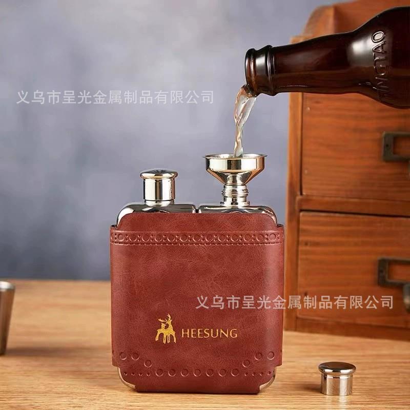 3盎司精致304方形不锈钢随身小酒壶户外精品酒具双子壶套装