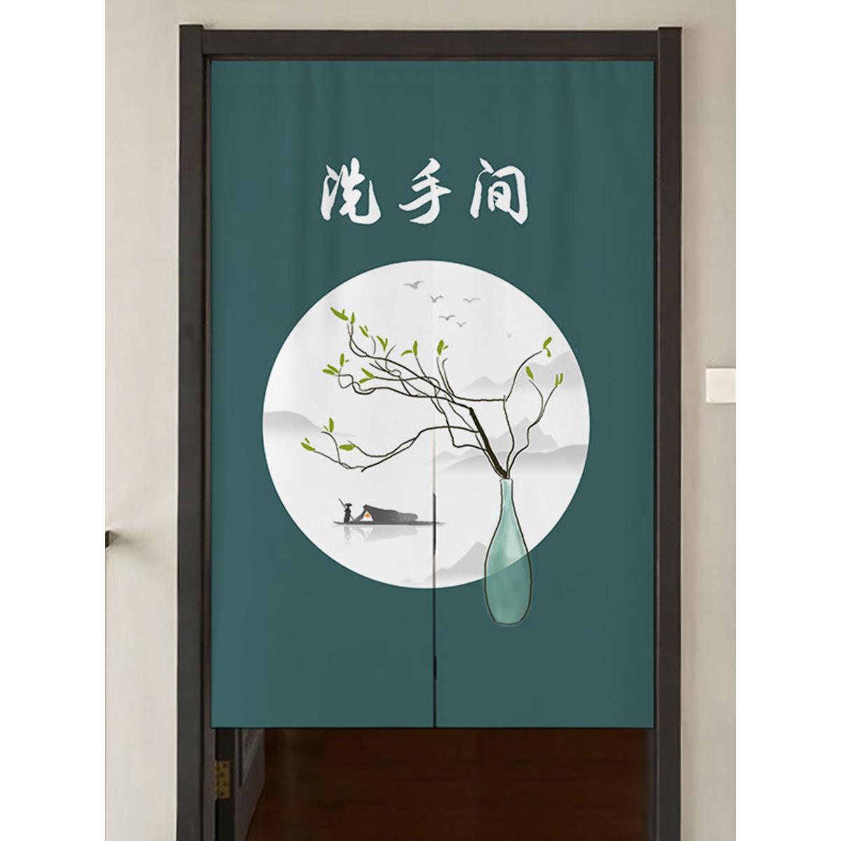 中式厕所门帘商用化妆室隔板帘布艺饭店洗手间遮挡帘隐私半帘定制