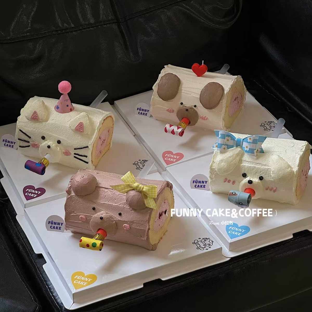 迷你毛巾口哨插件帽卡通吹造型立体小动龙物儿童节装饰蛋糕复古卷