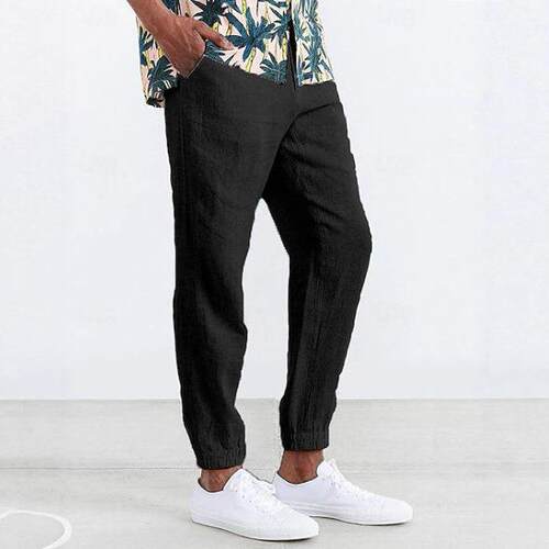 Men's breathable ankle pants, beach drawstring straight