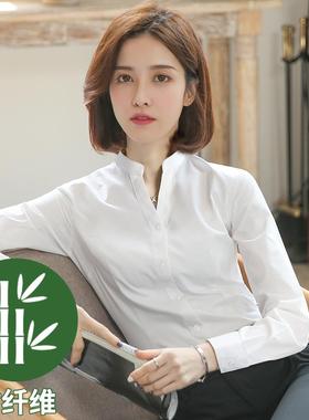 正品白色衣女袖职业新款黑色高级工衬装上长衣工作服身女士白修衬