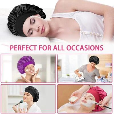 High Elastic Satin Solid Sleeping Hat 1Pcs Hair Care Bonnet