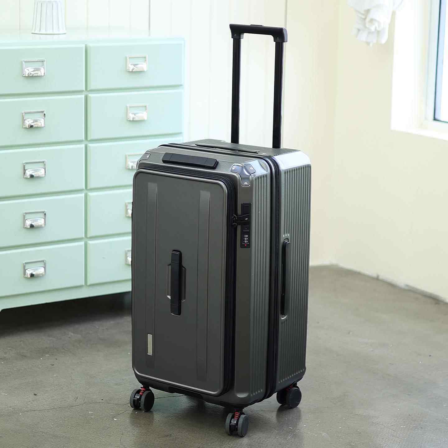 高档行侧开行李箱大容量可扩新展款五轮拉杆子箱女密码皮箱28寸旅