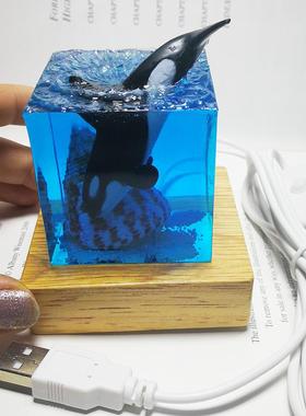 高档工艺品树脂书桌纸镇洋文产品创意手礼物海摆件海创贝虎鲸小夜