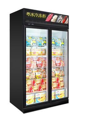 粤冰商用食品肉类冻品冰箱风冷无霜超市冰柜冰淇淋展示柜黑冷冻柜
