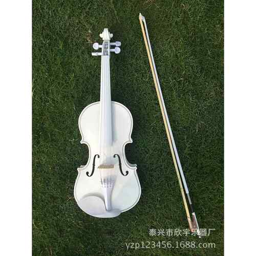 初学者成人4/4练习用小提琴椴木白色亮光装饰