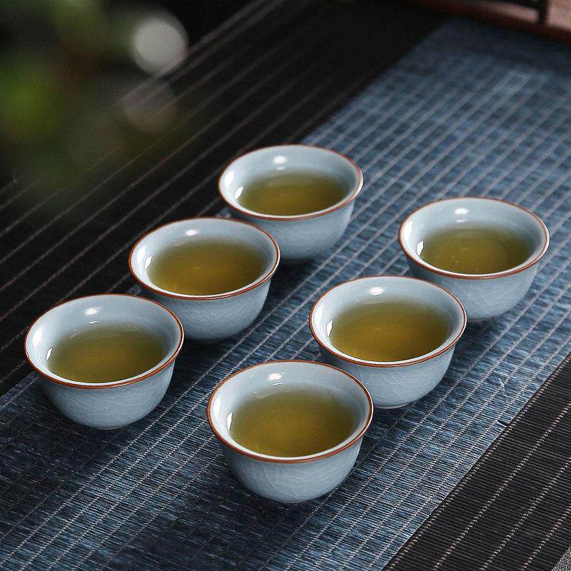 觅与 汝窑功夫茶杯6祇装客人品茗杯单个茶具杯子汝瓷单祇陶瓷杯