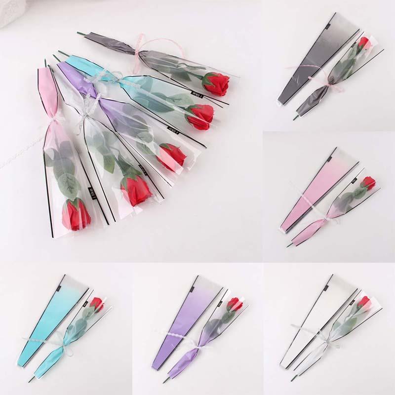 5pcs Single Rose Plastic Package Transparent Flower Bouquet