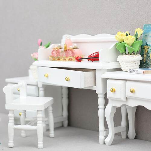 1：12迷你娃娃屋家具摆件微缩书桌OB11电脑桌dollhouse书房摆件