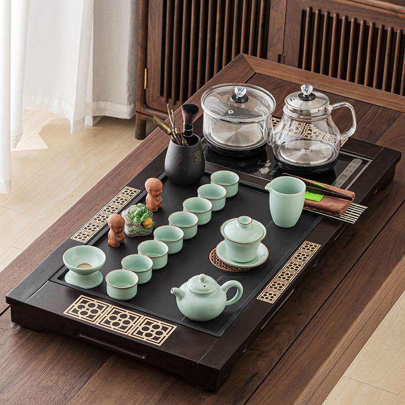整套茶具茶盘套装家用高档客厅办公室功夫全自动泡茶台一体烧水壶