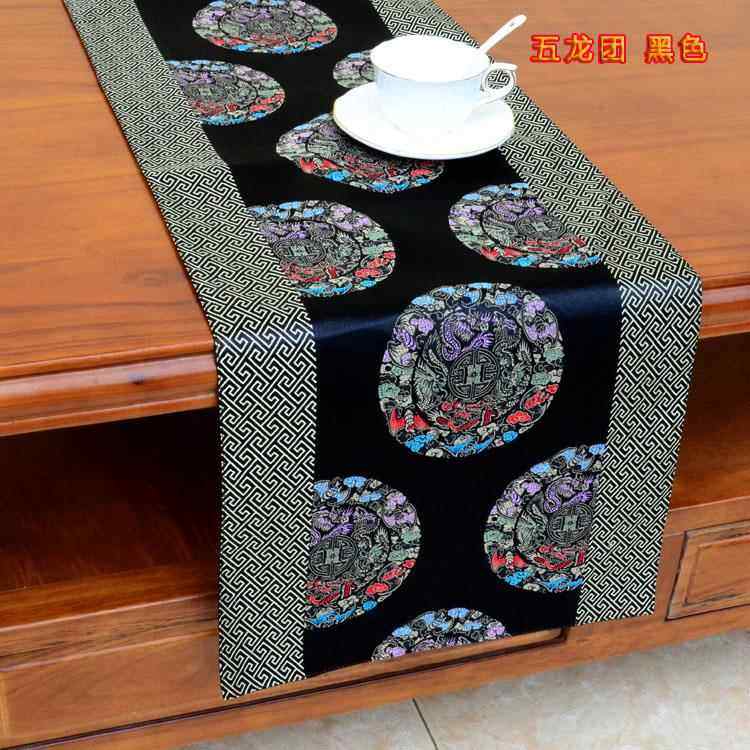 新款现代新中式桌旗古典禅意红木茶家具几关玄电柜长条视桌旗桌布