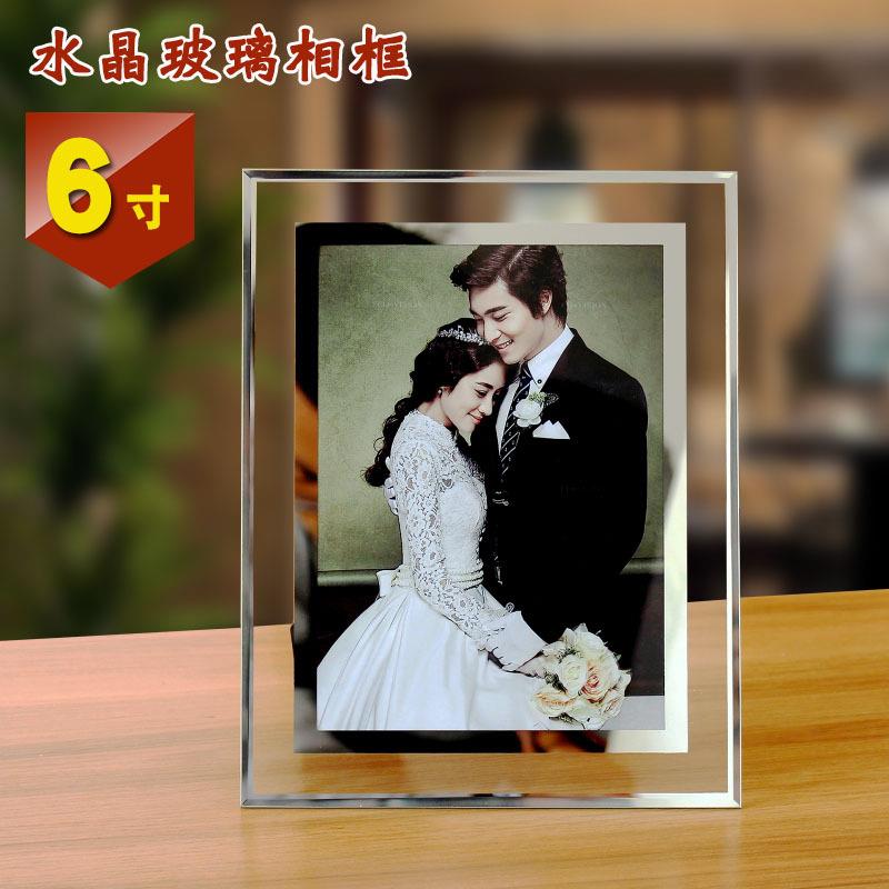 现代6寸水晶玻璃摆台六寸影楼婚纱照儿童相框义乌厂家画框