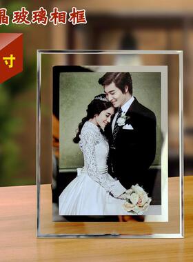 现代6寸水晶玻璃摆台六寸影楼婚纱照儿童相框义乌厂家画框